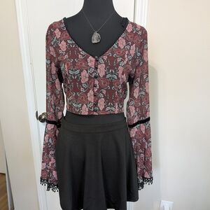 Band of Gypsies Red and Teal Paisley Top